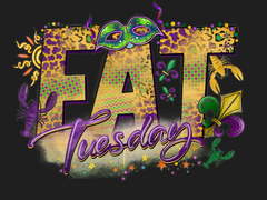 Mardi Gras Fat Tuesday Colorful DTF Transfer