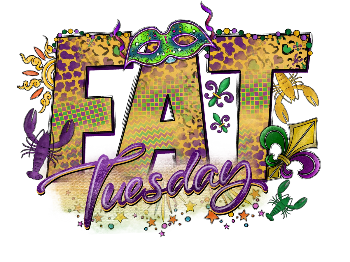 Mardi Gras Fat Tuesday Colorful DTF Transfer