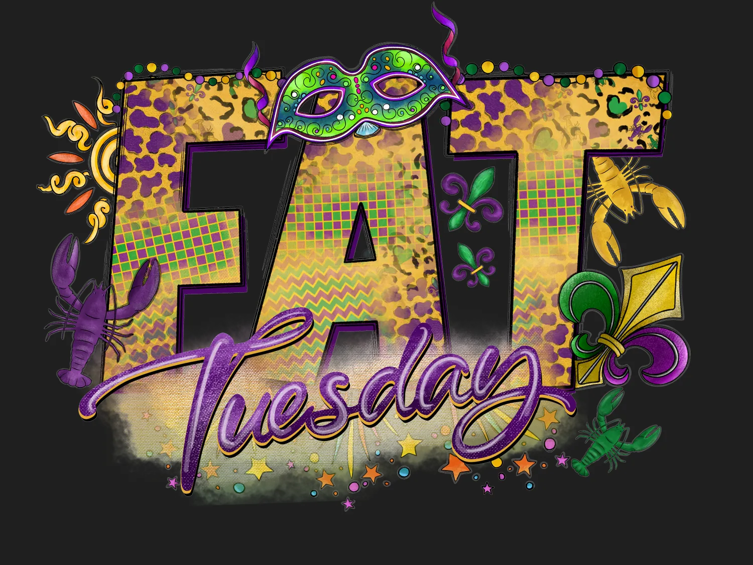 Mardi Gras Fat Tuesday DTF Press