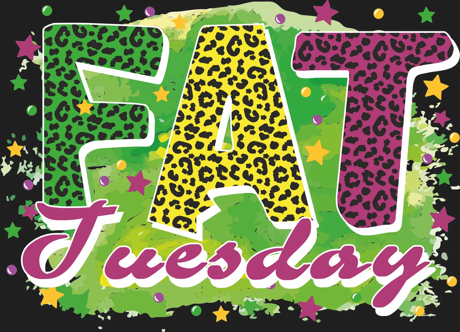 Fat Tuesday Colorful DTF Print