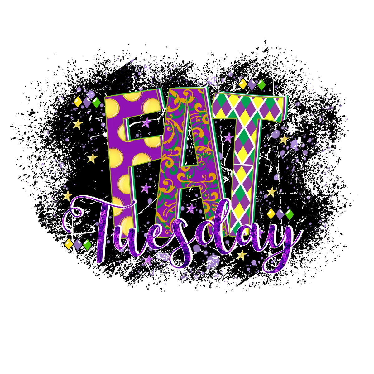 Fat Tuesday Colorful DTF Apparel Graphic