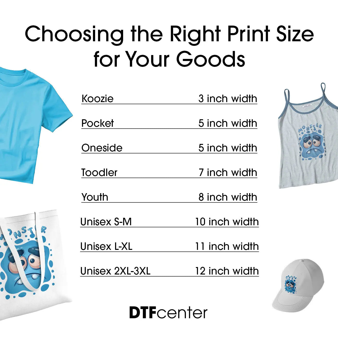 Custom DTF Transfers by Size - DTF Center 