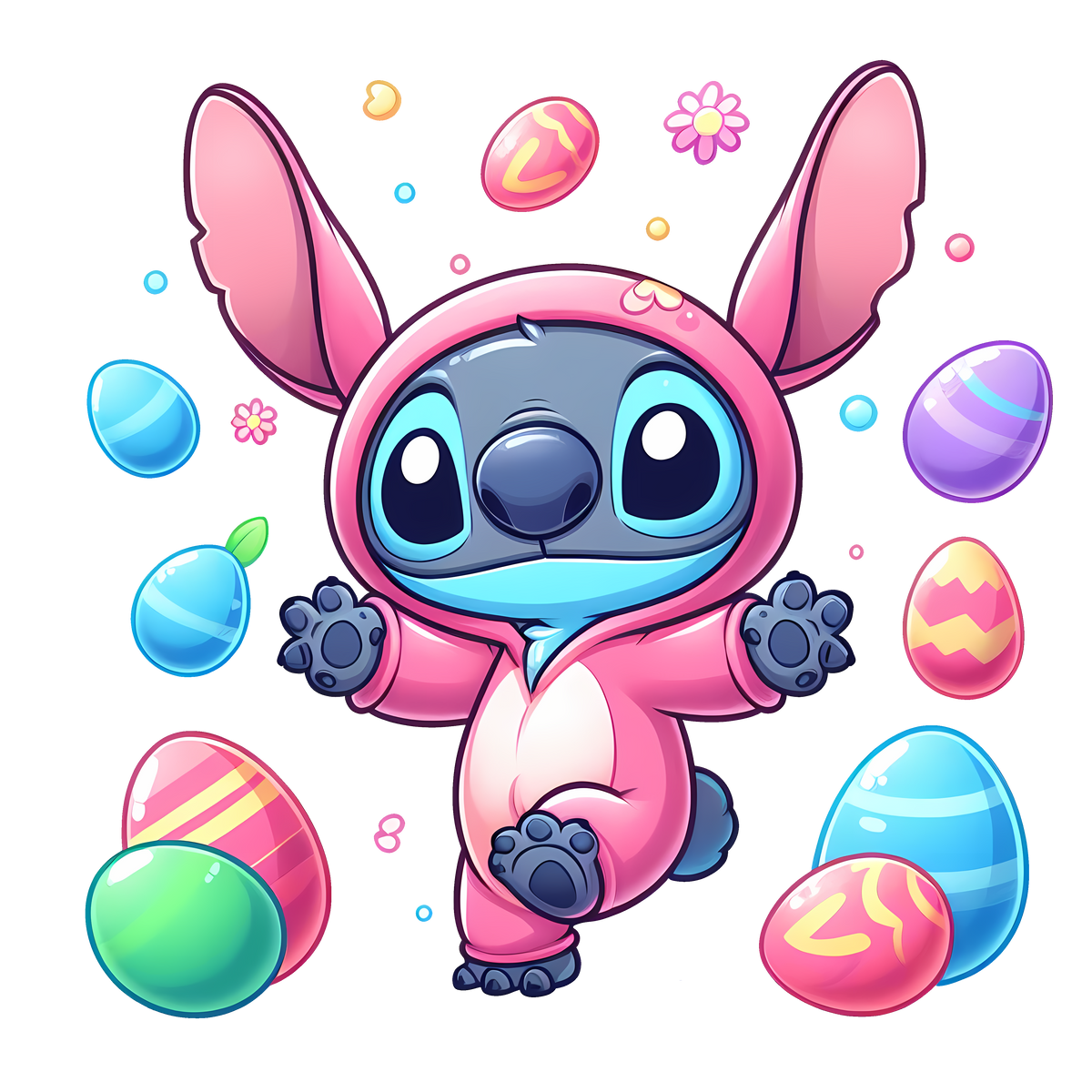 Happy Easter Stitch and Easter Egg Design - DTF Ready To Press