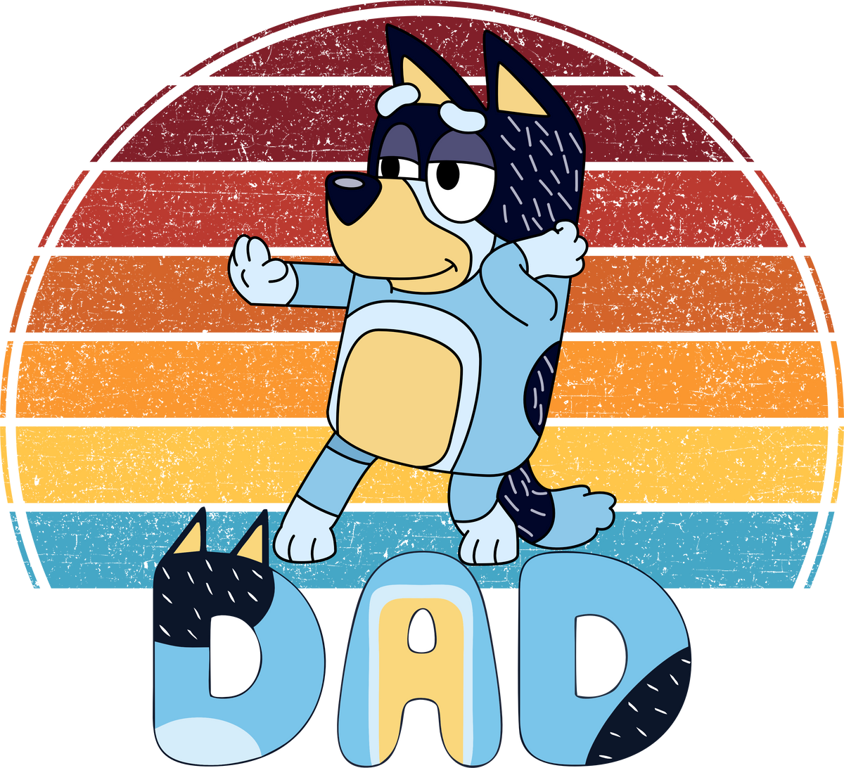 Bluey Dad Bandit Design - DTF Ready To Press